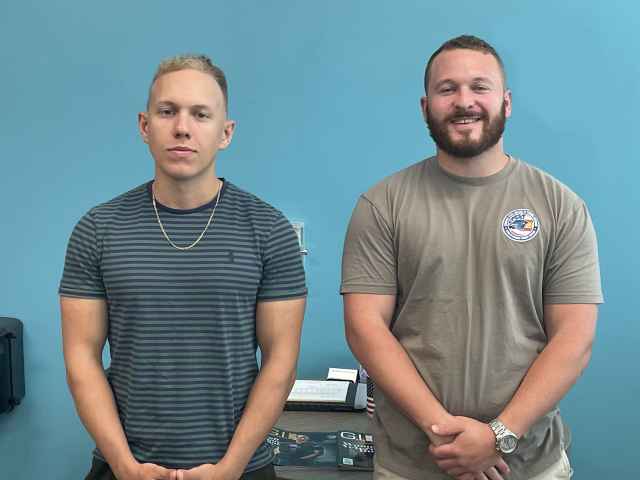 (L-R) Graham montgomery and Chase Humes are work-study students at the office of Veteran Student Services