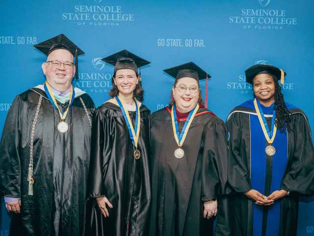 Seminole State's 2026 Endowed Teaching Chair honorees are (from left) James Rucks, Terina Nusinov, Laura Dickinson and Dr. Maya Byfield.