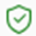 Green outlined shield symbol with a green checkmark inside the shield on a white background.