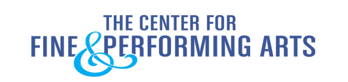 The Center for Fine & Performing Arts image in blue font.