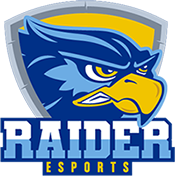 Raiders Seminole State bird logo inside a yellow shield that says 'Raider ESports' in white, blue, and yellow font.