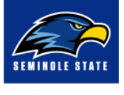 Seminole State Athletics bird logo in blue on a blue background