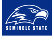 Seminole State Athletics bird logo in white on a blue background