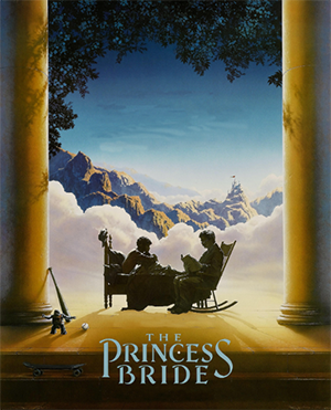 The Princess Bridge movie poster, shadow of a person, in a rocking chair, reading to a child sitting on a bed.
