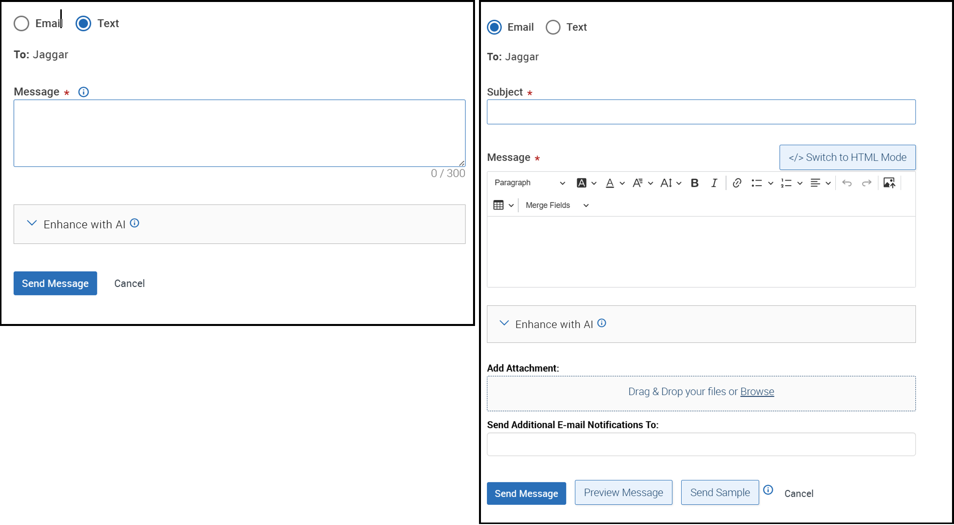 email and text layout
