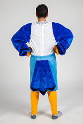 'A person standing in the Rally suit and showing the back of the costume