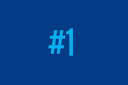 '#1' in light blue font on a royal blue background