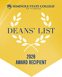 Yellow and white Dean's List 2026 Award Recipient social media badge